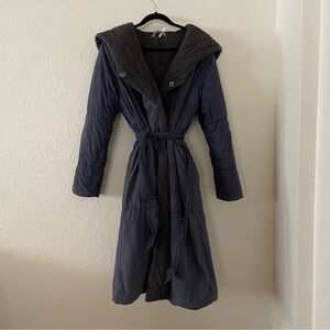 Free people poplin blanket belted puffer coat